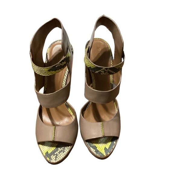 Rachel Roy Devyn Snake-Print Strappy Sandal Taupe/Lime Sz 7.5 - Picture 5 of 16
